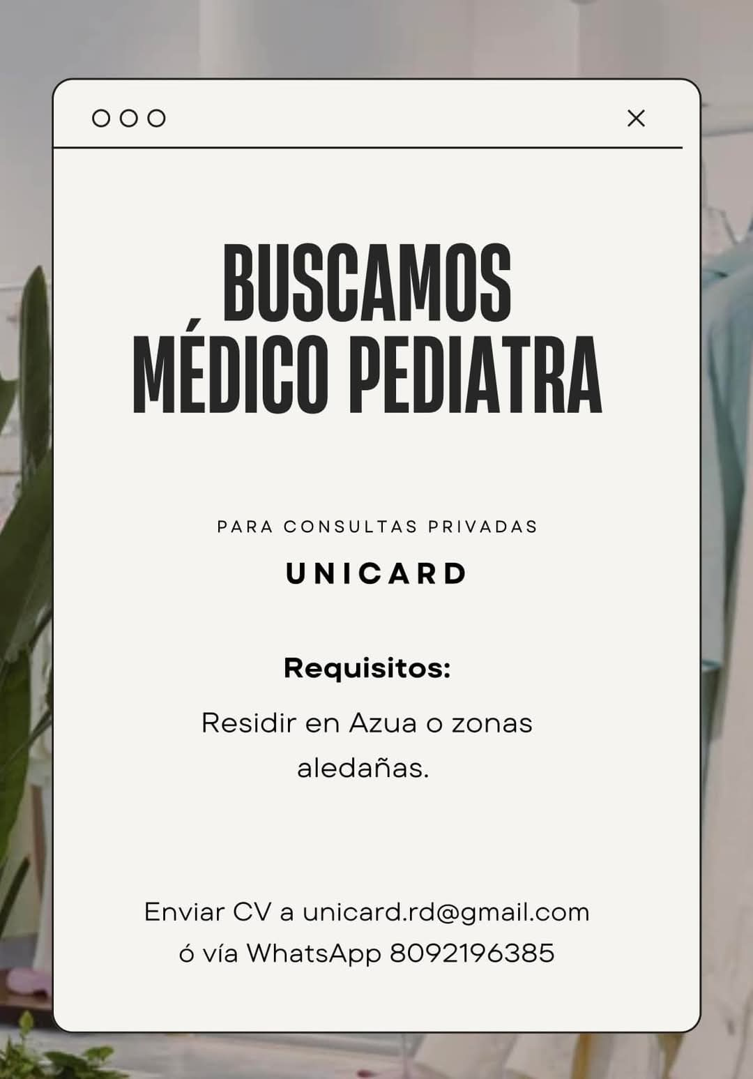 Oportunidad de empleo como médico pediatra