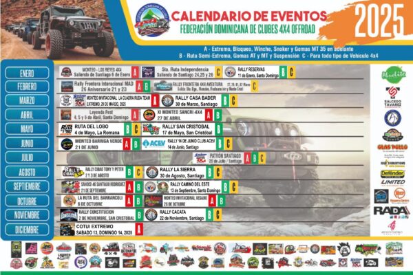 Federación de Clubes 4x4 pública calendario de eventos 2025