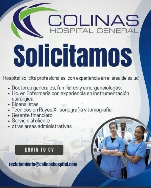 Colinas Hospital General solicita personal de salud